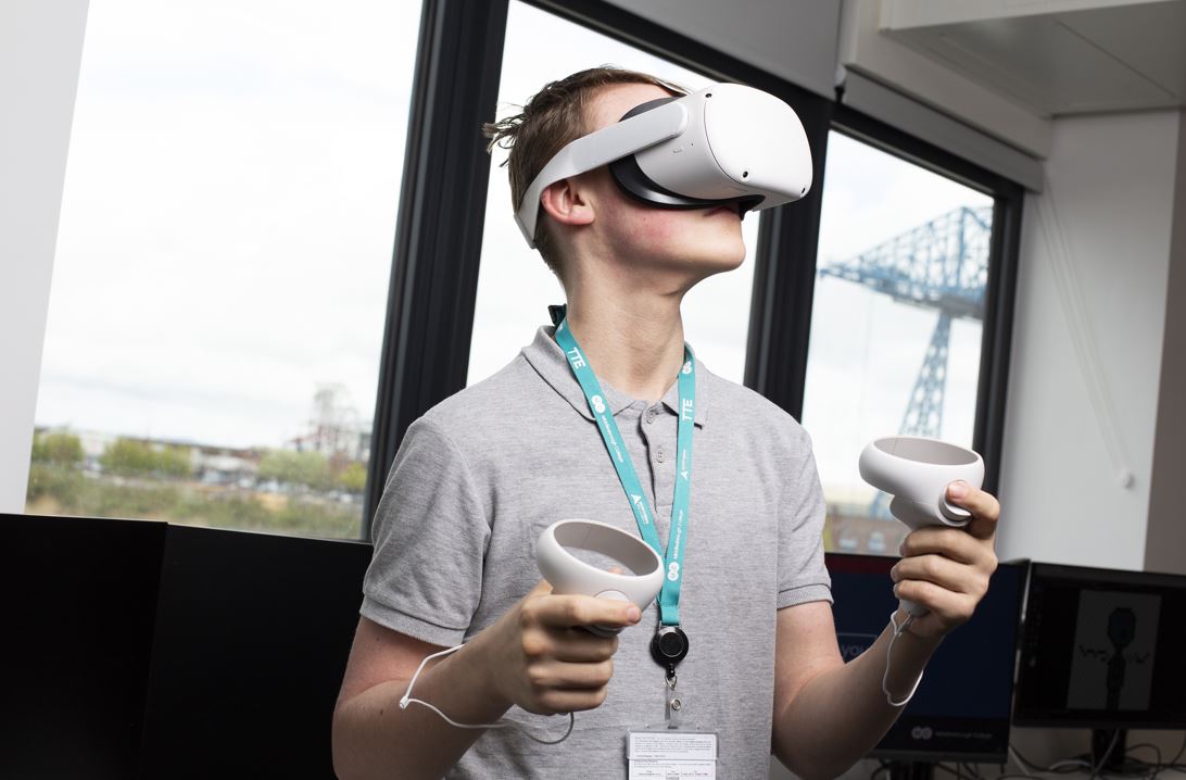Male with VR headset on